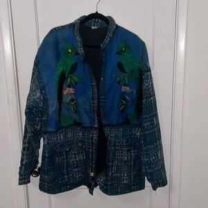 Vintage embroidered bird jacket - XL oversized